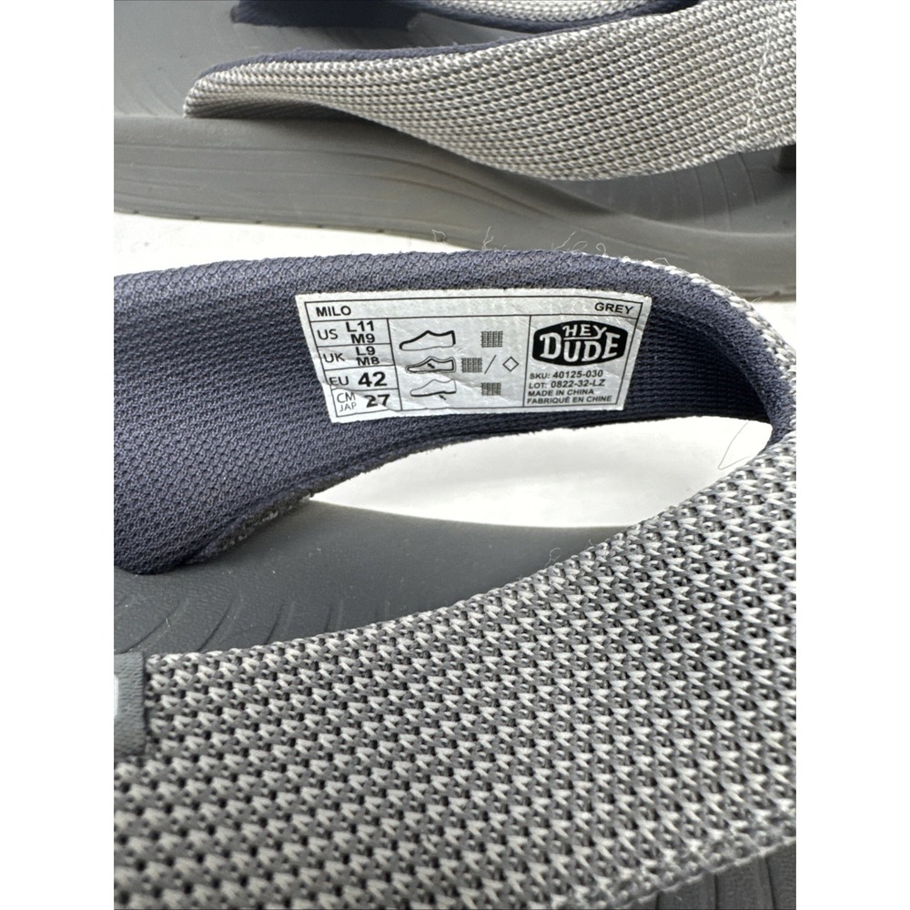 Hey Dude Milo Slip-on Thong Sandals Grey 40125-030 Men's‎ 9 Women's 11 - Picture 5 of 8